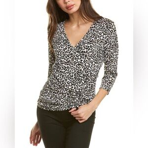 Karen Kane Animal Print V Neck Top 3/4 Sleeve XS